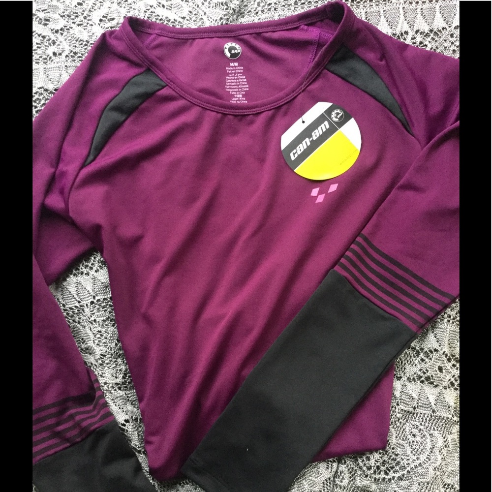 Tee Shirt Can-am Burgundy Stretch Long Sleeve Med NWT